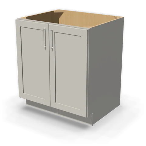BF3024 cabinet in Shaker Light Gray, angle view