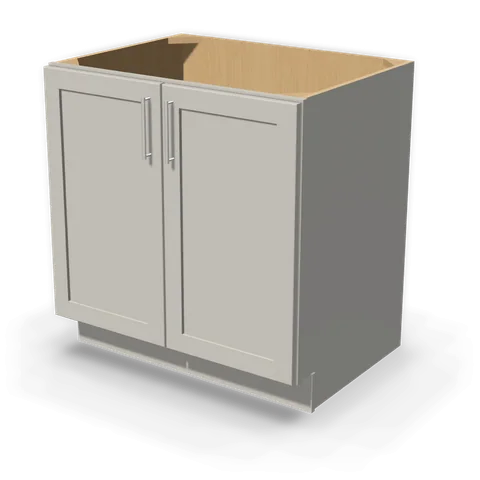 BF3324 cabinet in Shaker Light Gray, angle view