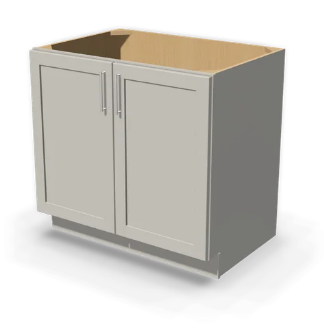 BF3624 cabinet in Shaker Light Gray, angle view