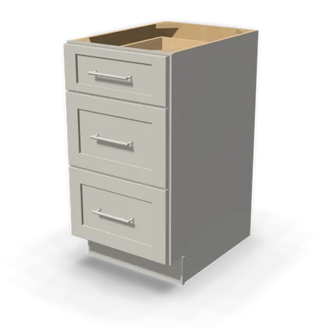 DB18 cabinet in Shaker Light Gray, angle view
