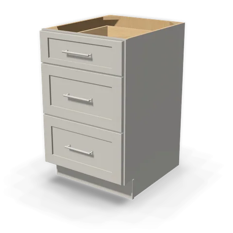 DB21 cabinet in Shaker Light Gray, angle view