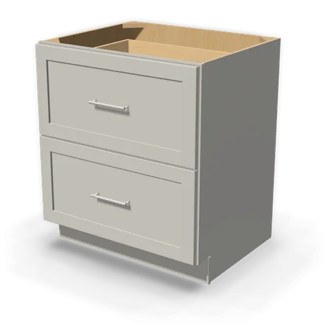 DB30-2 cabinet in Shaker Light Gray, angle view