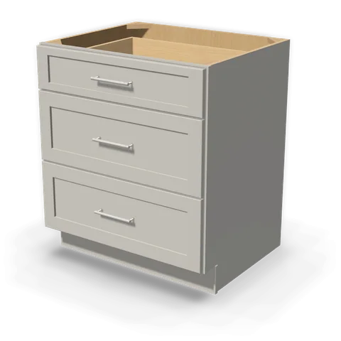 DB30 cabinet in Shaker Light Gray, angle view