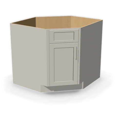 DSB36 cabinet in Shaker Light Gray, angle view