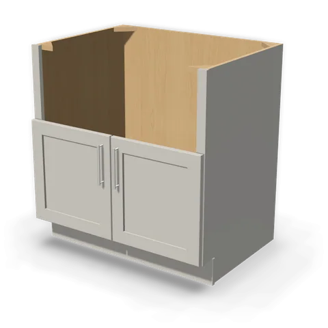 FS33 cabinet in Shaker Light Gray, angle view