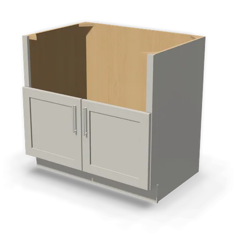 FS36 cabinet in Shaker Light Gray, angle view