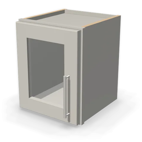 PGDW1215 cabinet in Shaker Light Gray, angle view