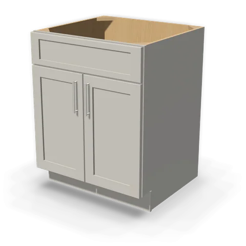 SB27 cabinet in Shaker Light Gray, angle view