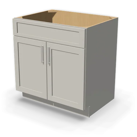 SB33 cabinet in Shaker Light Gray, angle view