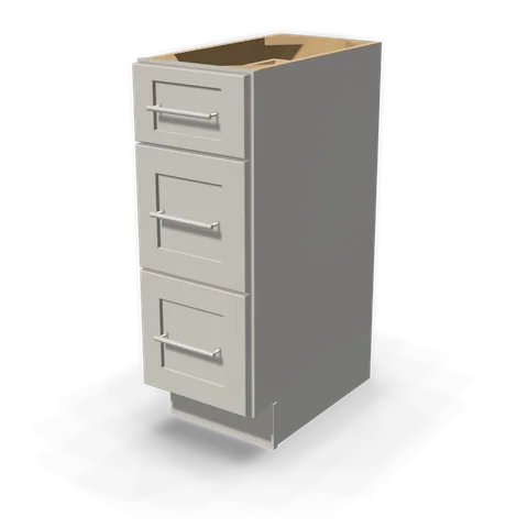 VDB1221 cabinet in Shaker Light Gray, angle view
