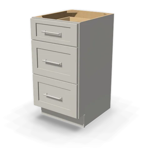 VDB1821 cabinet in Shaker Light Gray, angle view