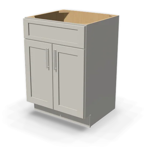 VSB2421 cabinet in Shaker Light Gray, angle view