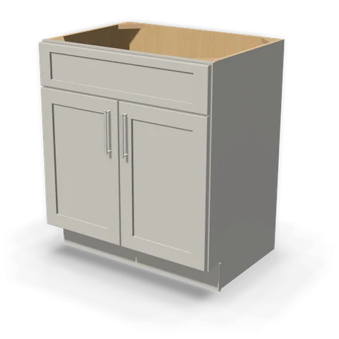VSB3021 cabinet in Shaker Light Gray, angle view