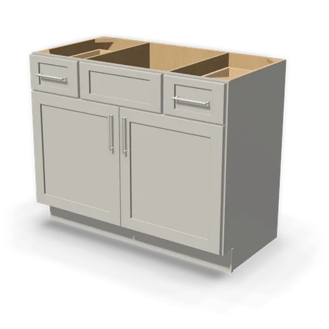 VSD4221 cabinet in Shaker Light Gray, angle view