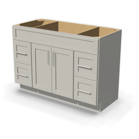 VSD4821 cabinet in Shaker Light Gray, angle view