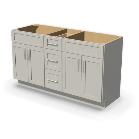VSD6021 DOUBLE cabinet in Shaker Light Gray, angle view