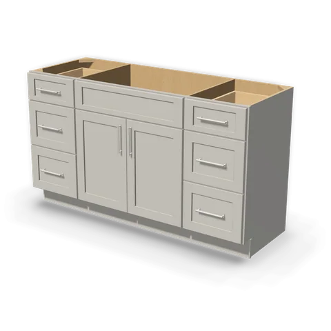 VSD6021 SINGLE cabinet in Shaker Light Gray, angle view