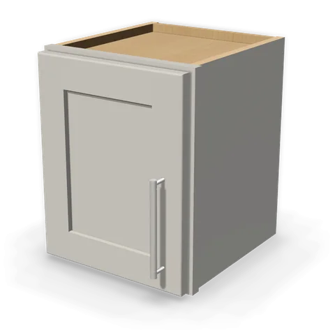 W1215 cabinet in Shaker Light Gray, angle view