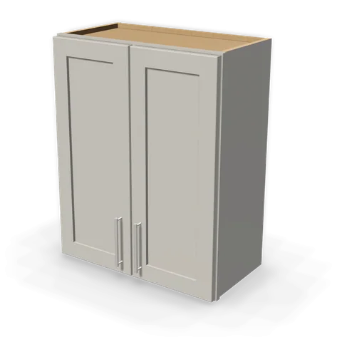 W2430 cabinet in Shaker Light Gray, angle view
