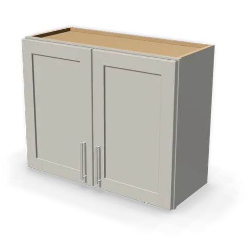 W3024 cabinet in Shaker Light Gray, angle view