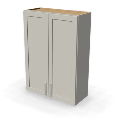 W3042 cabinet in Shaker Light Gray, angle view