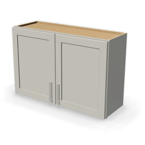 W3624 cabinet in Shaker Light Gray, angle view