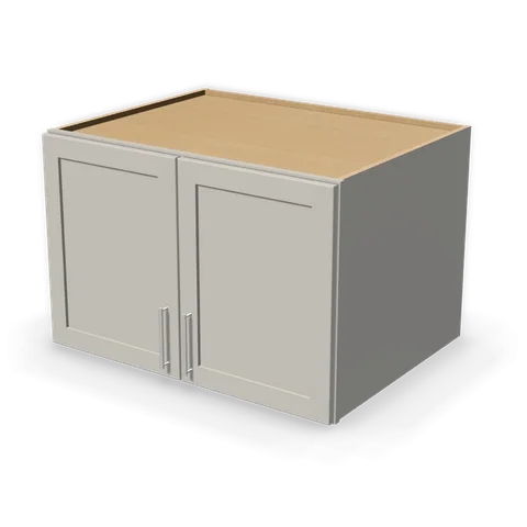 W362427 cabinet in Shaker Light Gray, angle view