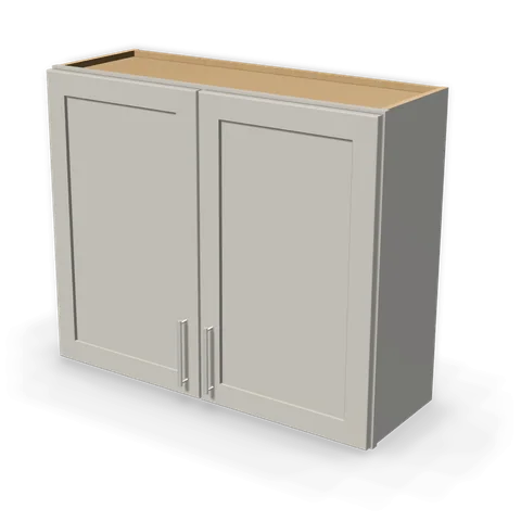 W3630 cabinet in Shaker Light Gray, angle view