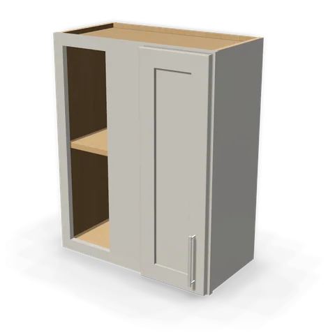 WBC2430 cabinet in Shaker Light Gray, angle view