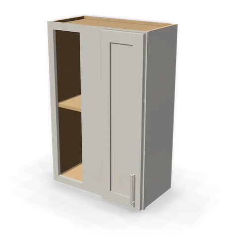 WBC2436 cabinet in Shaker Light Gray, angle view