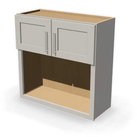 WM3030 cabinet in Shaker Light Gray, angle view