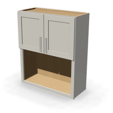WM3036 cabinet in Shaker Light Gray, angle view