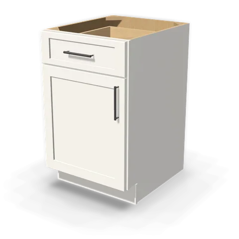 B21 cabinet in Shaker White, angle view