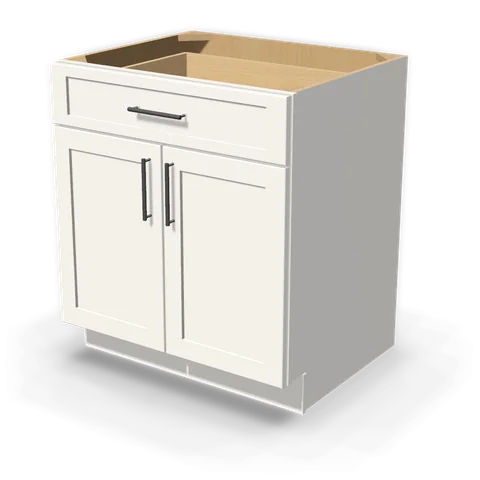 B30 cabinet in Shaker White, angle view