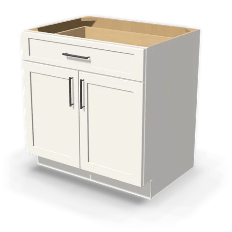 B33 cabinet in Shaker White, angle view