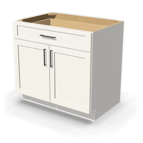 B36 cabinet in Shaker White, angle view