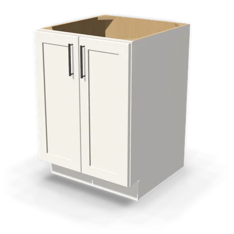 BF2424 cabinet in Shaker White, angle view