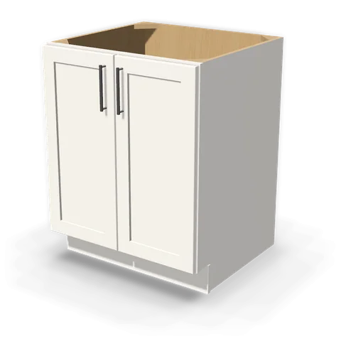BF2724 cabinet in Shaker White, angle view