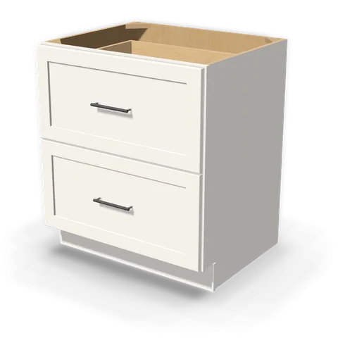 DB30-2 cabinet in Shaker White, angle view