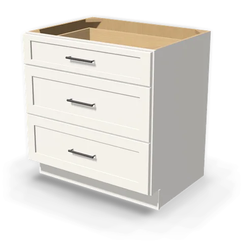 DB33 cabinet in Shaker White, angle view