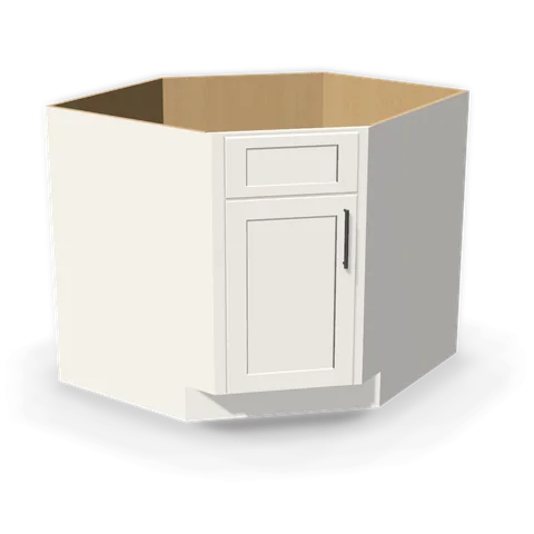 DSB36 cabinet in Shaker White, angle view