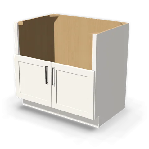FS36 cabinet in Shaker White, angle view