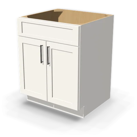 SB27 cabinet in Shaker White, angle view