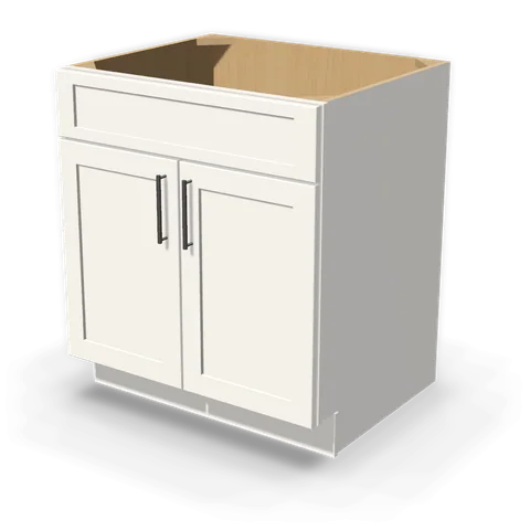SB30 cabinet in Shaker White, angle view