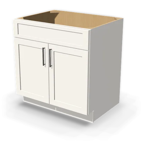 SB33 cabinet in Shaker White, angle view