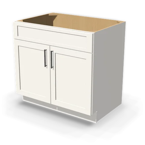 SB36 cabinet in Shaker White, angle view