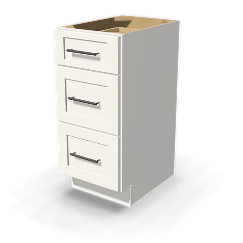 VDB1521 cabinet in Shaker White, angle view