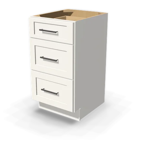 VDB1821 cabinet in Shaker White, angle view