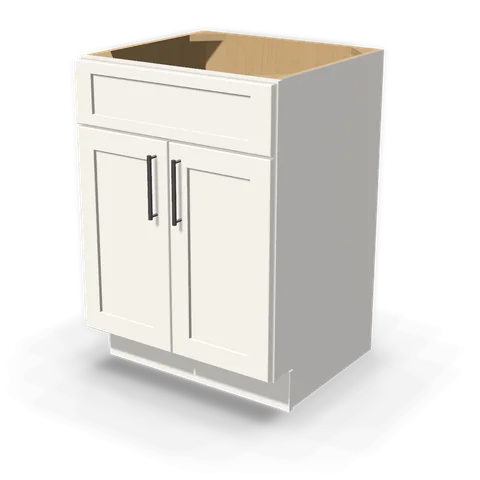 VSB2421 cabinet in Shaker White, angle view