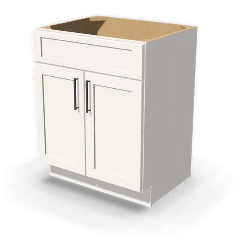 VSB2721 cabinet in Shaker White, angle view